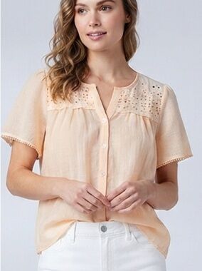 Lily Star Button Down Embroidery Top